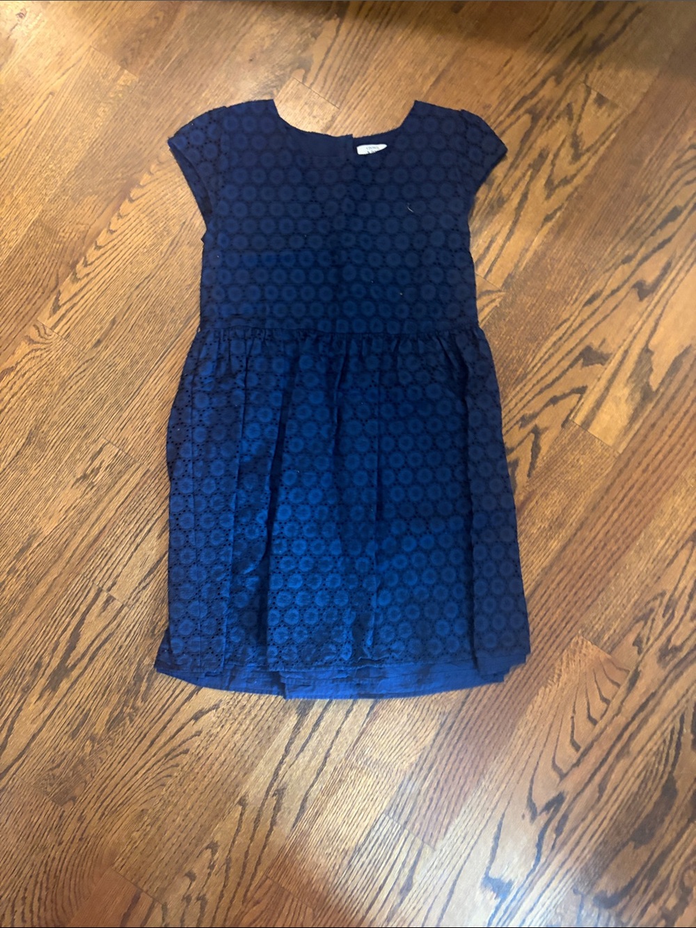 crown & ivy Girls Navy Eyelet Overlay Party Dress